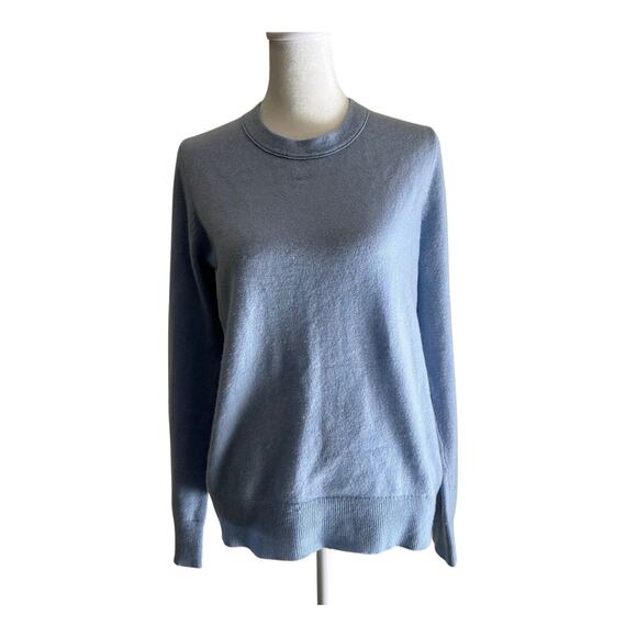 Theory Sweater 100% Cashmere Pullover Light Blue Lightweight SZL Preppy Classic - Picture 1 of 10
